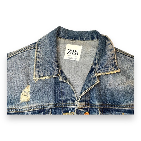 Zara Oversized Distressed Denim Jacket (Size M) - Picture 3 of 7